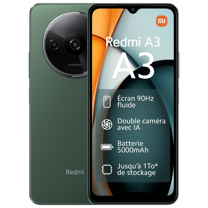 Xiaomi Redmi A3 - couleur vert disponible chez MTS Plus Tunisie