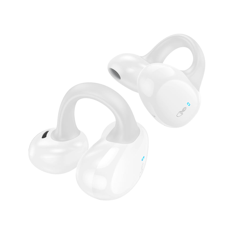 Écouteurs sans fil Bluetooth Hoco EW57 à clip d'oreille-White est disponible chez MTS PLUS Tunisie.