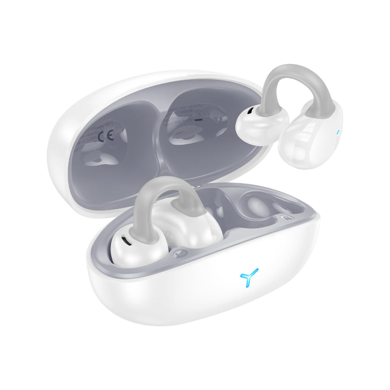 Écouteurs sans fil Bluetooth Hoco EW57 à clip d'oreille-White est disponible chez MTS PLUS Tunisie.