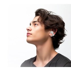 Écouteurs sans fil Bluetooth Hoco EW57 à clip d'oreille-White est disponible chez MTS PLUS Tunisie.