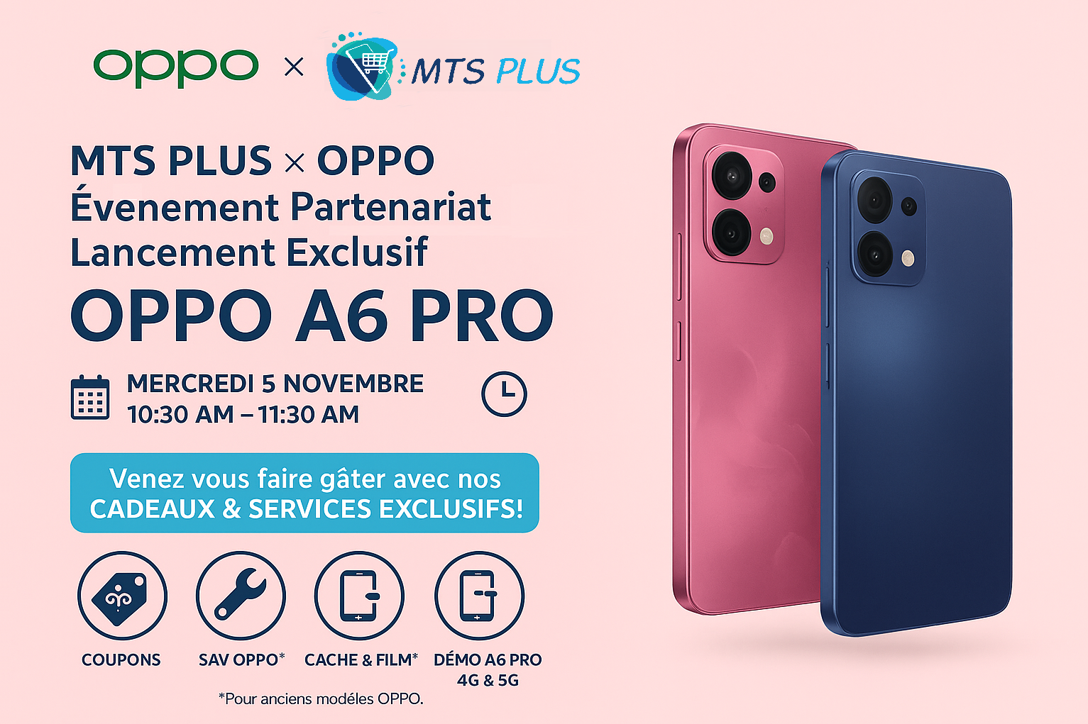 évènement partenartiat entre oppo et MTS PLUS pour le lancement de nouveau produit A6 PRO 4G et 5G